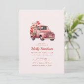 Rustic Pink Boerderij Truck Floral Girl Baby showe Kaart (Staand voorkant)