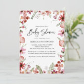 Rustic Pink Boho drukte Floral Baby Girl Shower Kaart (Staand voorkant)
