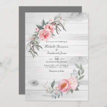 Rustic Pink Boho Floral QR Code RSVP Weddenschap