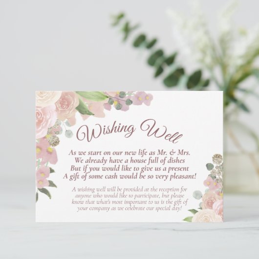 Rustic Pink Boho Floral Wedding Goed Informatiekaartje (Staand voorkant)
