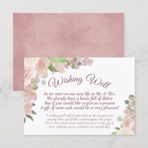 Rustic Pink Boho Floral Wedding Goed Informatiekaartje