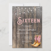Rustic Pink Boots Cowgirl Sweet 16 Verjaardag Kaart (Voorkant)