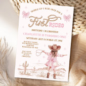 Rustic Pink Bows Girls Eerste Rodeo 1e Verjaardag Kaart