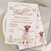 Rustic Pink Bows Girls Eerste Rodeo 1e Verjaardag Kaart