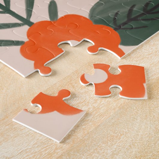 Rustic Pink Brown Boho-Chic Floral Illustration Legpuzzel (Zijkant)