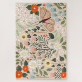 Rustic Pink Brown Boho-Chic Floral Illustration Legpuzzel (Verticaal)