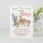 Rustic Pink Brown Hoe West was een 1e verjaardag Kaart (Staand voorkant)