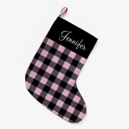 Rustic Pink Buffalo Plaid Kleine Kerstsok