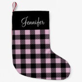 Rustic Pink Buffalo Plaid Kleine Kerstsok (Voorkant)