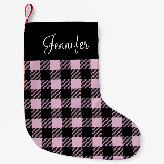 Rustic Pink Buffalo Plaid Kleine Kerstsok (Voorkant)