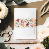 Rustic Pink Burgundy Floral Pattern Fall Wedding Uitnodigingen Wikkel