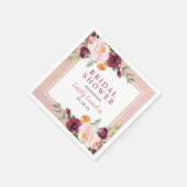 Rustic Pink Burgundy Floral Wedding Vrijgezellenfe Servet (Hoek)