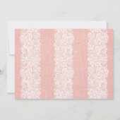 Rustic Pink Burlap & Lace Baby Girl Foto geboorted Aankondiging (Achterkant)