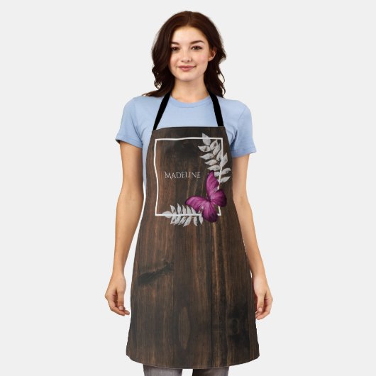 Rustic Pink Butterfly Aangepast Schort (Gedragen)