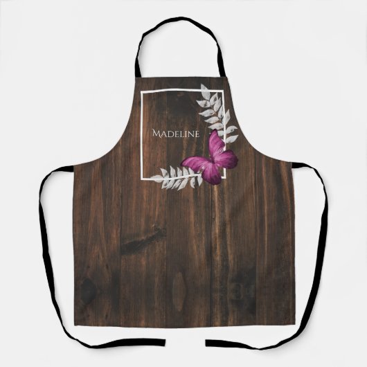 Rustic Pink Butterfly Aangepast Schort (Voorkant)