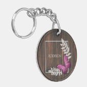 Rustic Pink Butterfly Aangepaste Sleutelhanger (Voorkant Links)