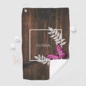 Rustic Pink Butterfly Golf Towel Golfhanddoek (Insitu)