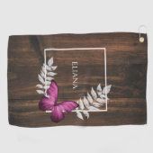 Rustic Pink Butterfly Golf Towel Golfhanddoek (Horizontaal)