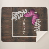 Rustic Pink Butterfly Personalized Sherpa Blanket Deken (Voorkant (horizontaal))