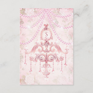 Rustic Pink  Chandelier Waterverf Monogram Bedankkaart