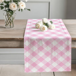 Rustic Pink Check Table Runner voor Cottage Vibes Lange Tafelloper