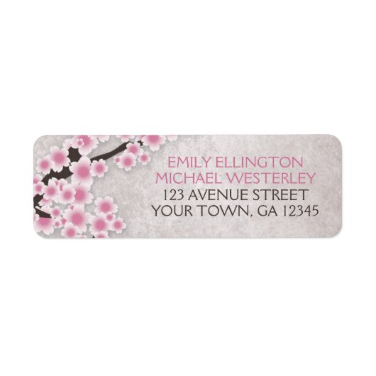 Rustic Pink Cherry Blossom Adresetiketten Etiket (Voorkant)