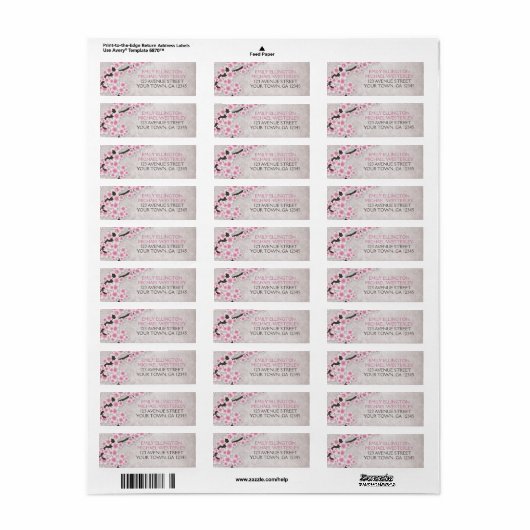 Rustic Pink Cherry Blossom Adresetiketten Etiket (Full Sheet)