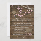 Rustic Pink Cherry Blossom Wedding Invitations Kaart (Voorkant)