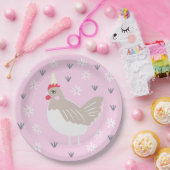 Rustic Pink  Chicken Illustration  Papieren Bordje (Feest)