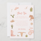 Rustic Pink Cowgirl Baby shower Bedankkaart (Voorkant)