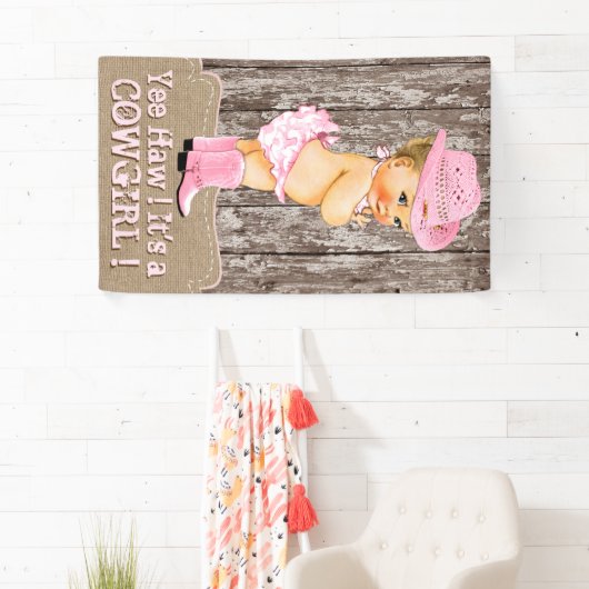 Rustic Pink Cowgirl Baby shower Spandoek (Insitu)