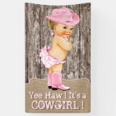 Rustic Pink Cowgirl Baby shower Spandoek (Verticaal)
