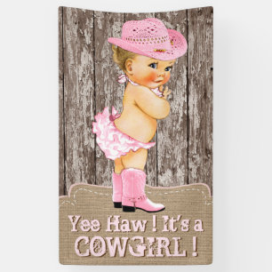 Rustic Pink Cowgirl Baby shower Spandoek