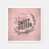 Rustic Pink Cowgirl Floral Sweet Sixteen Party Servet (Voorkant)