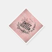 Rustic Pink Cowgirl Floral Sweet Sixteen Party Servet (Hoek)