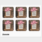 Rustic Pink Cowgirl Hat Baby Shower Vierkante Sticker (Vel)