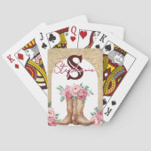 Rustic Pink Cowgirl Monogrammed Floral Pokerkaarten (Achterkant)