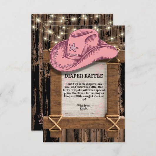 Rustic Pink Cowgirl Pet Baby shower Informatiekaartje (Voorkant / Achterkant)