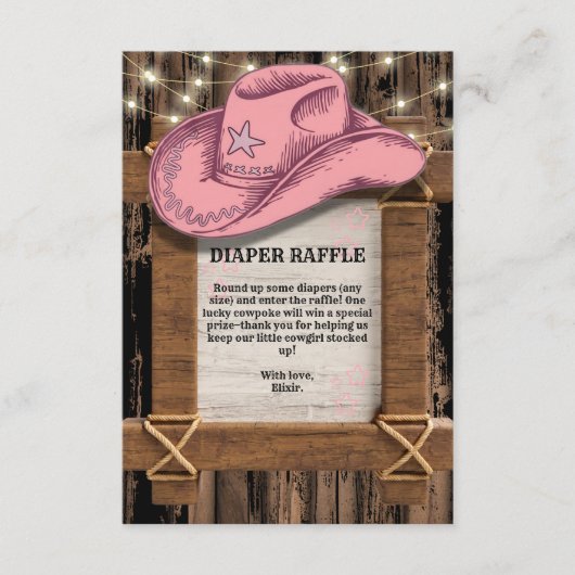 Rustic Pink Cowgirl Pet Baby shower Informatiekaartje (Voorkant)