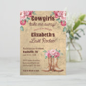 Rustic Pink Cowgirl vrijgezellenfeest met QR-code Kaart (Staand voorkant)
