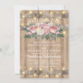 Rustic Pink Cream Eucalyptus Floral Wedding Kaart (Voorkant)