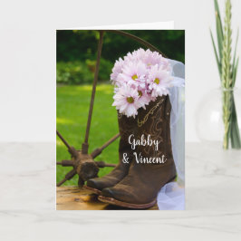 Rustic Pink Daisies Cowboy Boots Barn Wedding