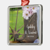 Rustic Pink Daisies Cowboy Boots country Wedding Metalen Ornament (Links)