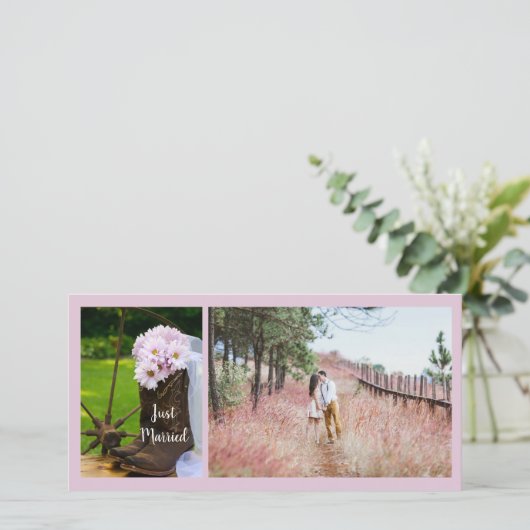 Rustic Pink Daisies Cowboy Boots net getrouwd Aankondiging (Staand voorkant)
