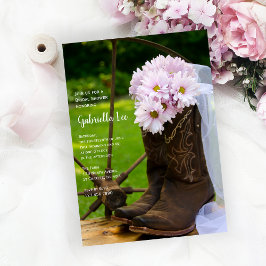 Rustic Pink Daisies Cowboy Boots Vrijgezellenfeest Kaart