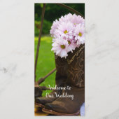 Rustic Pink Daisies Cowboy Boots Westerne bruiloft Programmakaart (Voorkant)