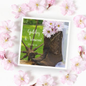 Rustic Pink Daisies Cowboy Boots Westerne bruiloft Servet