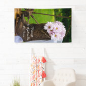 Rustic Pink Daisies Cowboy Boots Westerne bruiloft Spandoek (Insitu)