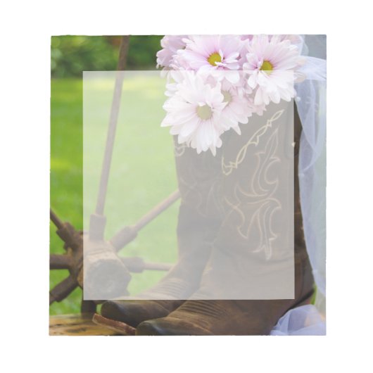 Rustic Pink Daisies en Cowboy Boots Wedding Notitieblok (Voorkant)