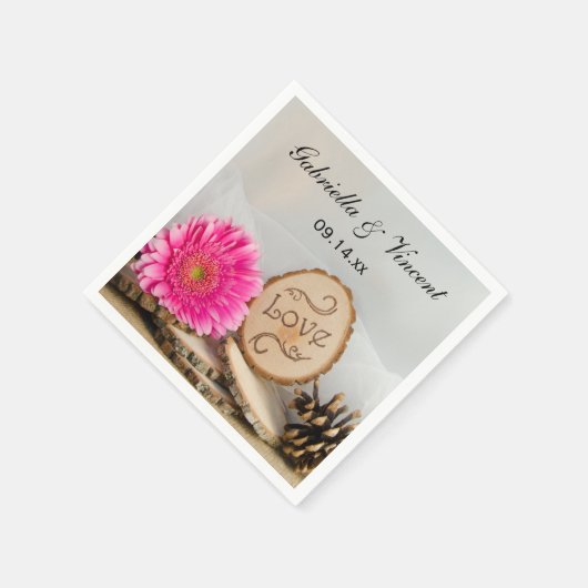 Rustic Pink Daisy Bossen Wedding Servetten (Hoek)